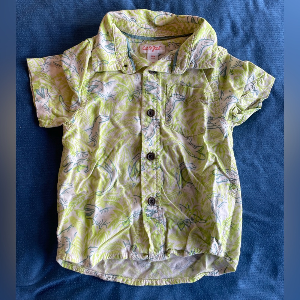 Cat & Jack 18mo dinosaur button down shirt